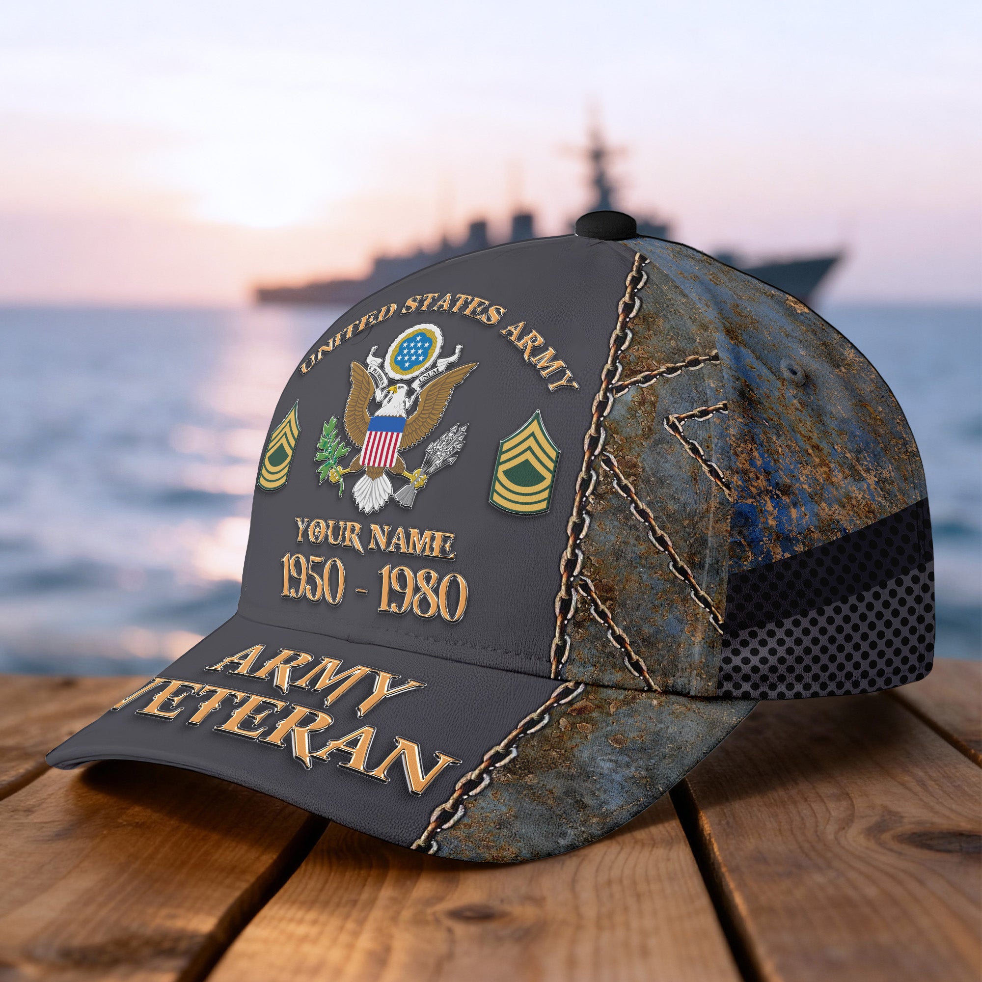 Custom Name & Rank Veterans Baseball Hat Personalized  Men’s Cap Great Gift for Veterans Day Memorial Day CAP27102025