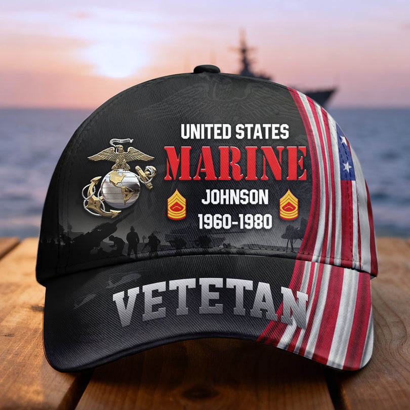 Custom Name & Rank Veterans Baseball Hat Personalized  Men’s Cap Great Gift for Veterans Day Memorial Day CAP28102501