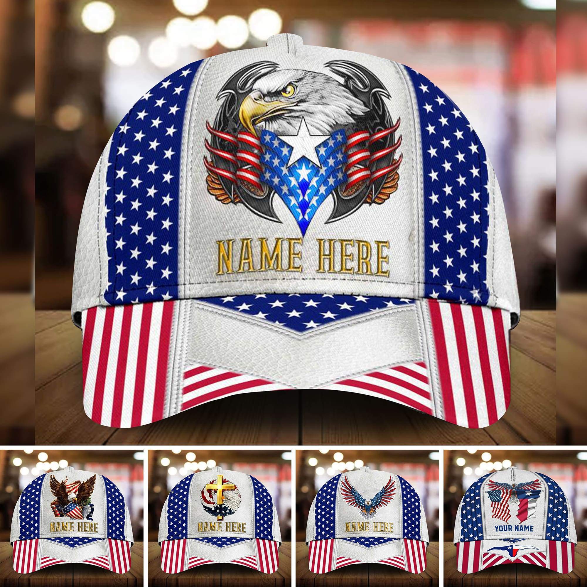 Premium Eagle Patriotic Cap U.S Flag Personalized | Brosvet