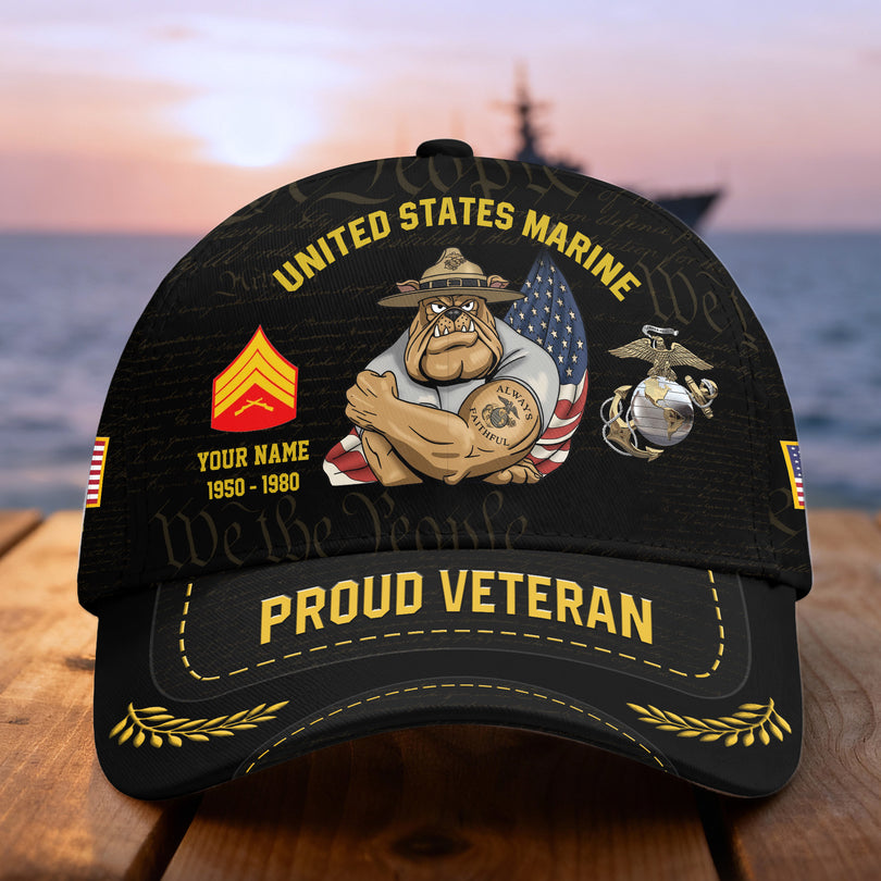 Custom Name Rank Veterans Baseball Hat Personalized Men’s Cap Great Gift for Veterans Day Memorial Day CAP0910202503