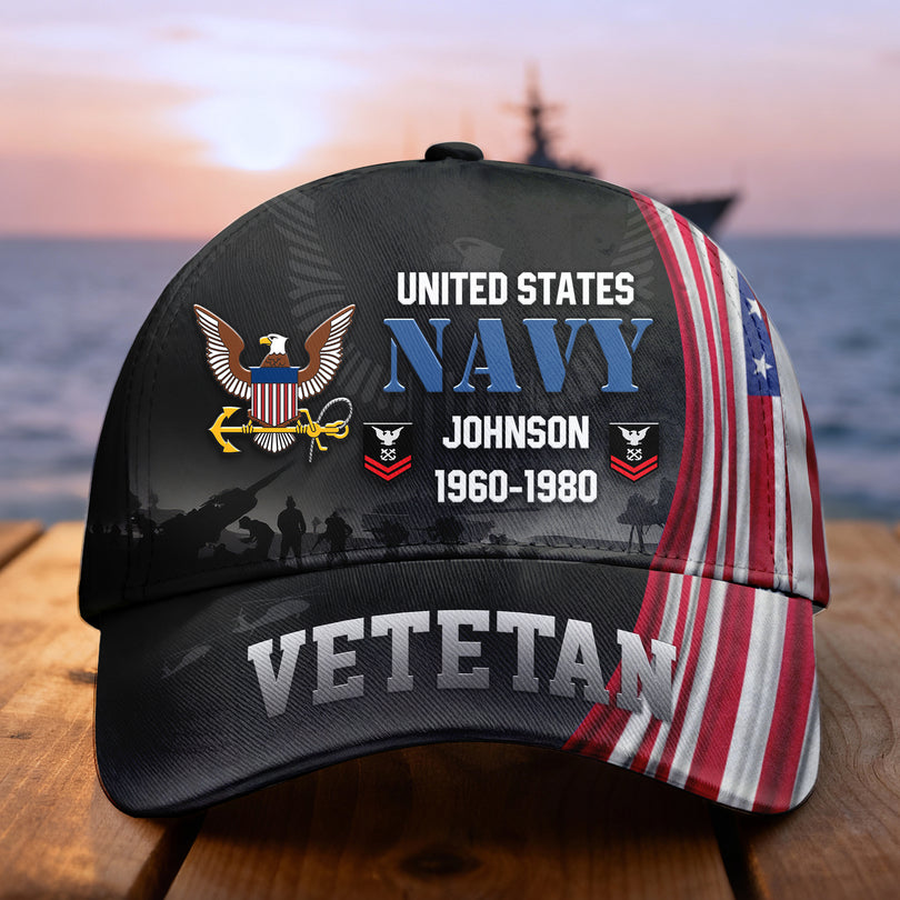 Custom Name & Rank Veterans Baseball Hat Personalized  Men’s Cap Great Gift for Veterans Day Memorial Day CAP28102501
