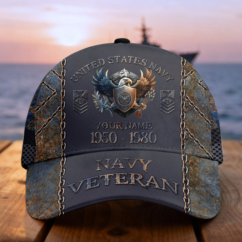 Custom Name Rank Veterans Baseball Hat Personalized Men’s Cap Great Gift for Veterans Day Memorial Day CAP1110202501