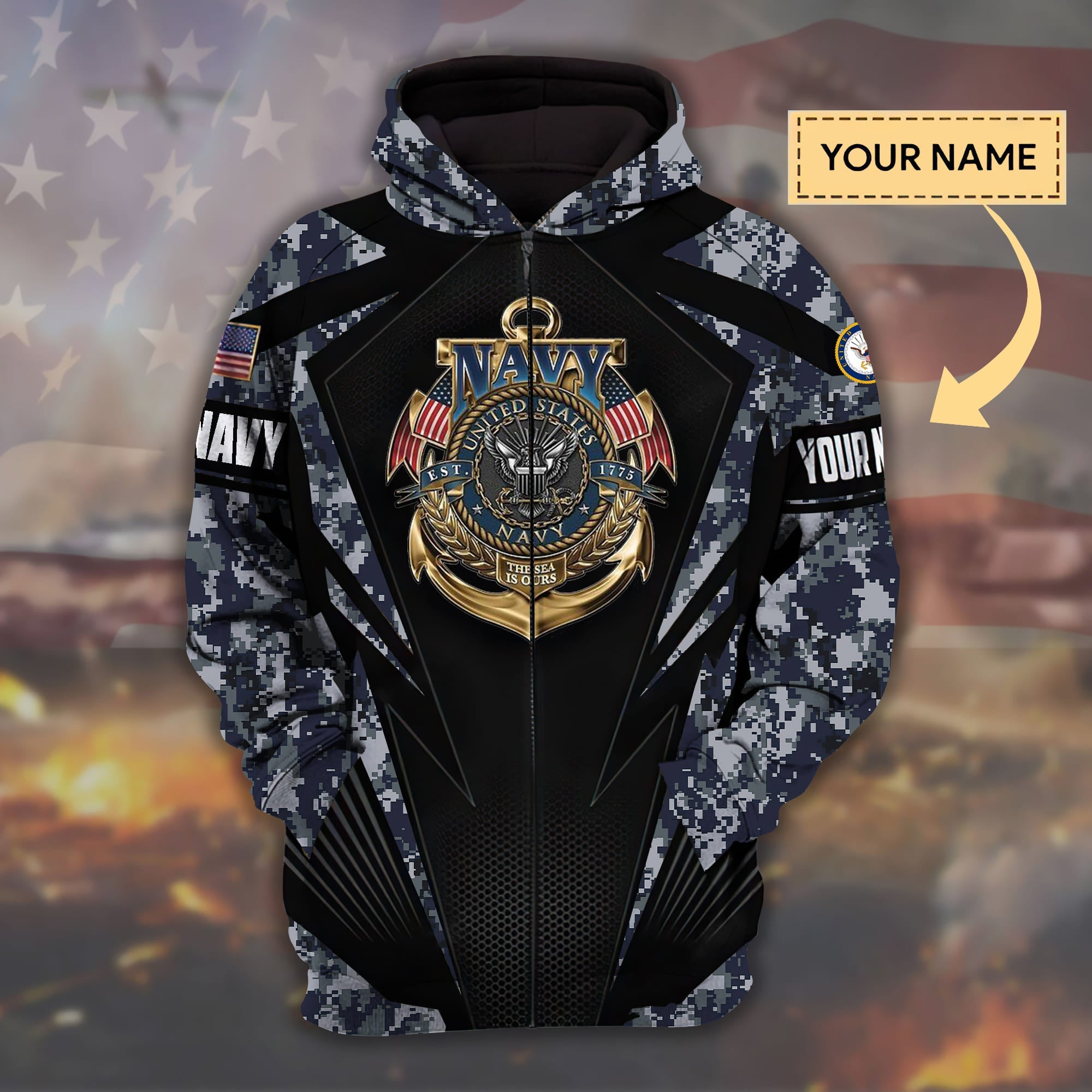 Unique US Military Zip Hoodies Personalized | Brosvet
