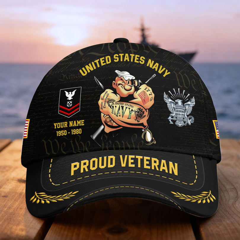 Custom Name Rank Veterans Baseball Hat Personalized Men’s Cap Great Gift for Veterans Day Memorial Day CAP0910202503