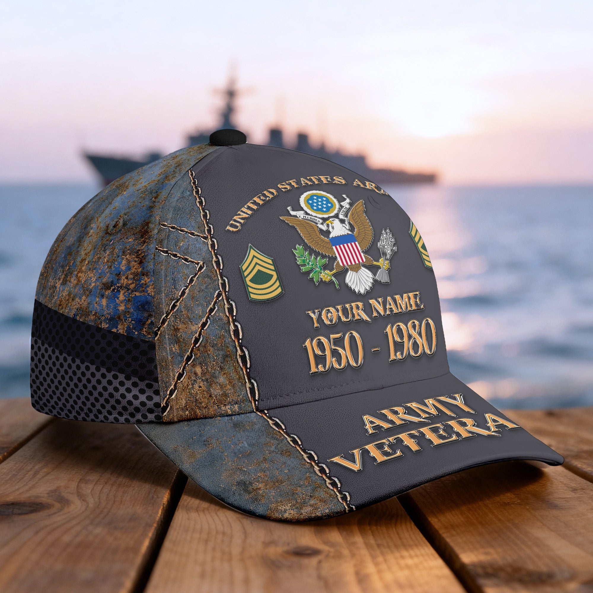 Custom Name & Rank Veterans Baseball Hat Personalized  Men’s Cap Great Gift for Veterans Day Memorial Day CAP27102025
