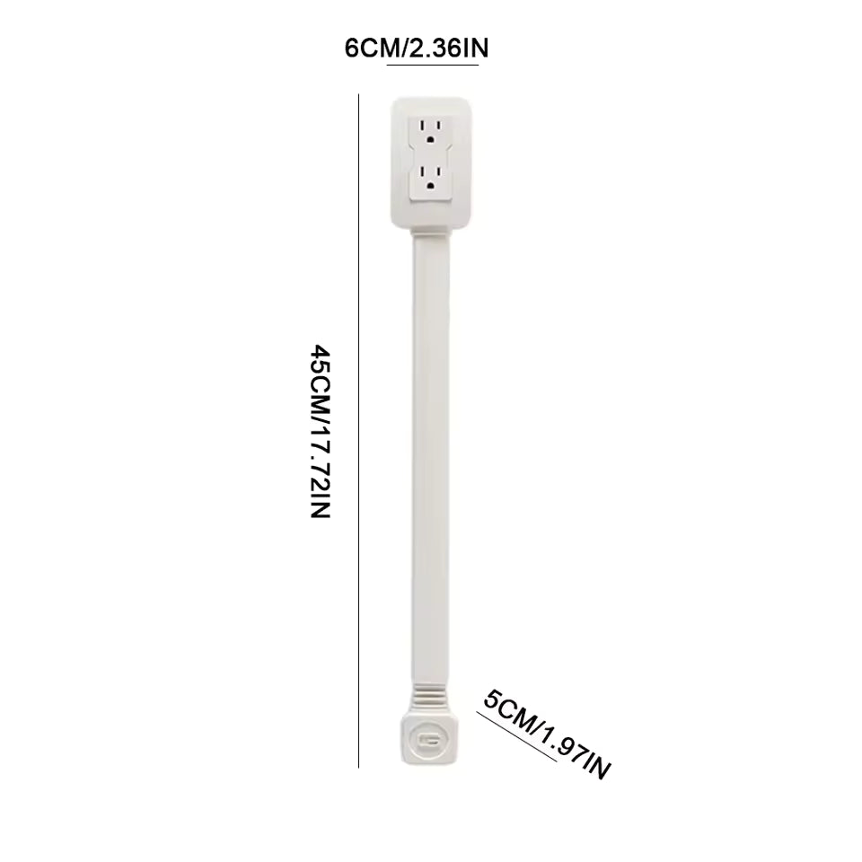 Retractable & Rotatable Wall Outlet Extender – 180° Swivel + 1.5 m Cord, No-Drill Mount