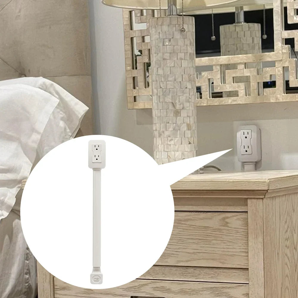 Retractable & Rotatable Wall Outlet Extender – 180° Swivel + 1.5 m Cord, No-Drill Mount