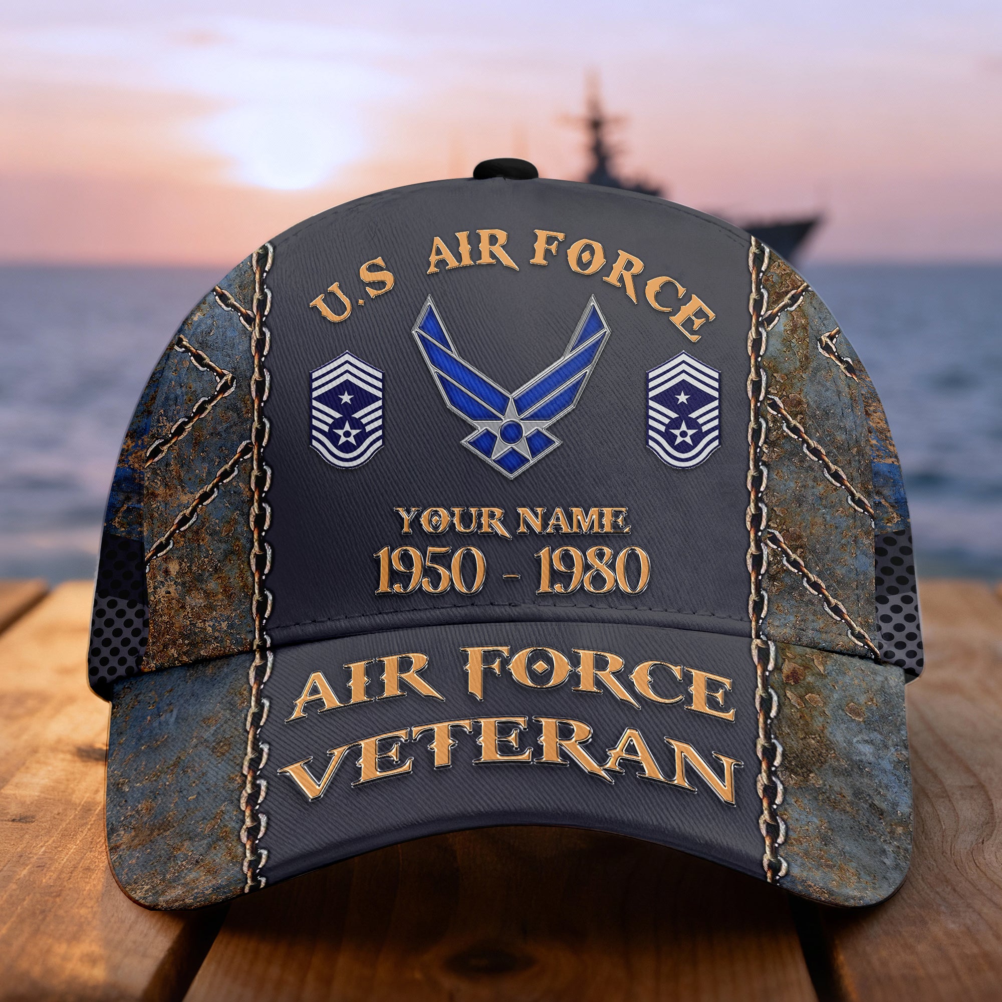 Custom Name & Rank Veterans Baseball Hat Personalized  Men’s Cap Great Gift for Veterans Day Memorial Day CAP27102025