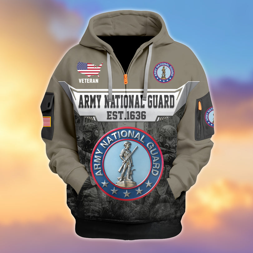 Veterans Half-zip Hoodie, Custom Name Hoodie, Great Gift for Veterans Day Memorial Day Zip05112501