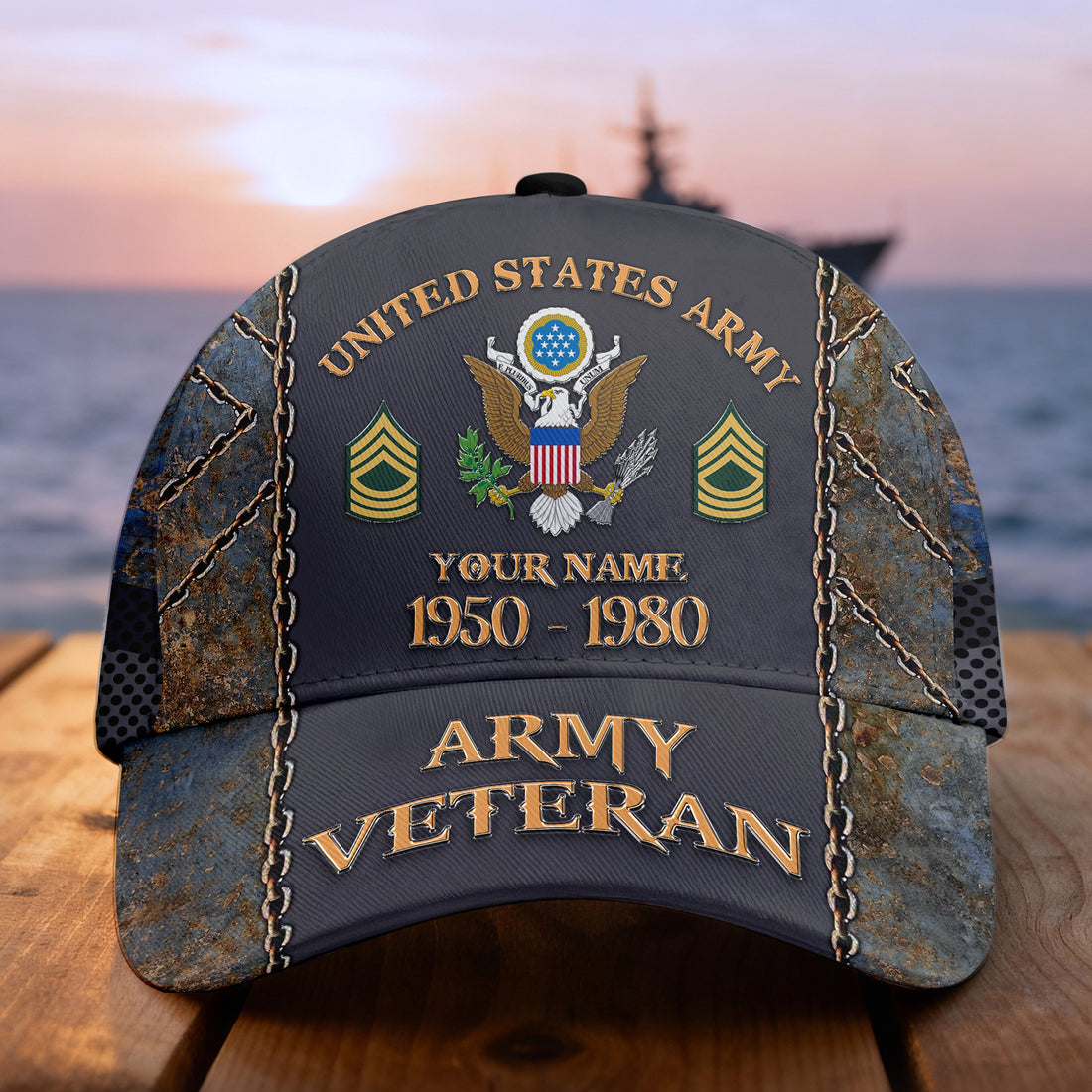 Custom Name & Rank Veterans Baseball Hat Personalized  Men’s Cap Great Gift for Veterans Day Memorial Day CAP27102025