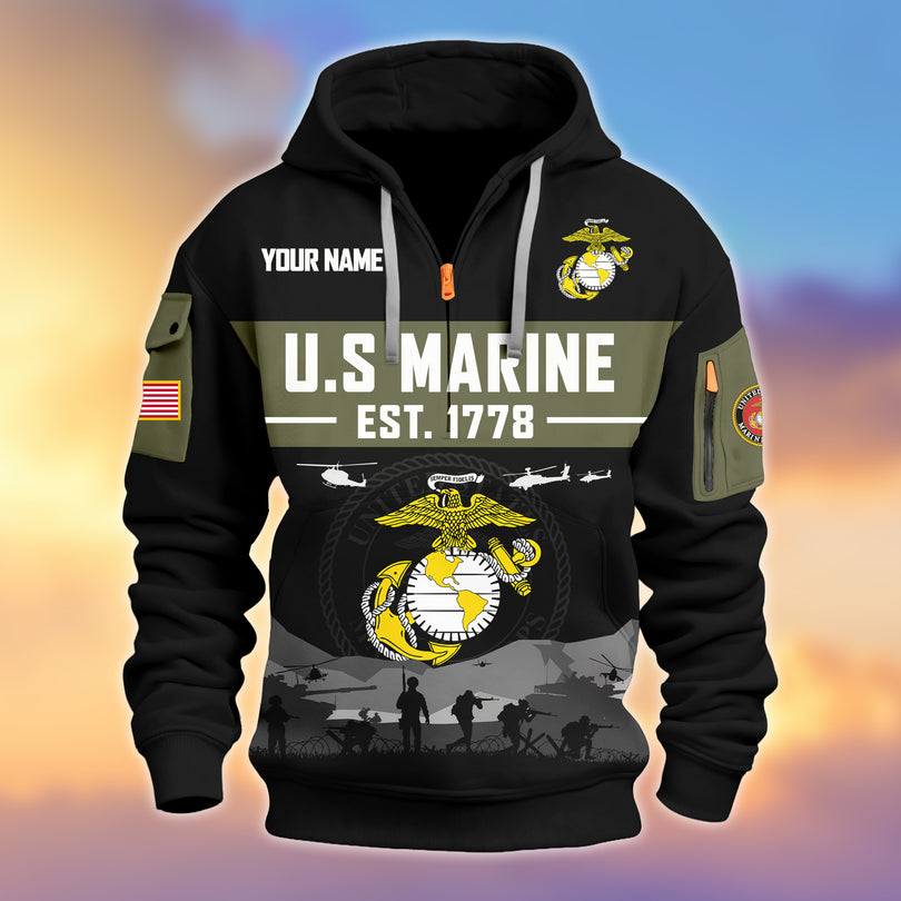 Personalized Veterans Half-zip Hoodie, Custom Name Hoodie, Great Gift for Veterans Day Memorial Day ZIP10312501