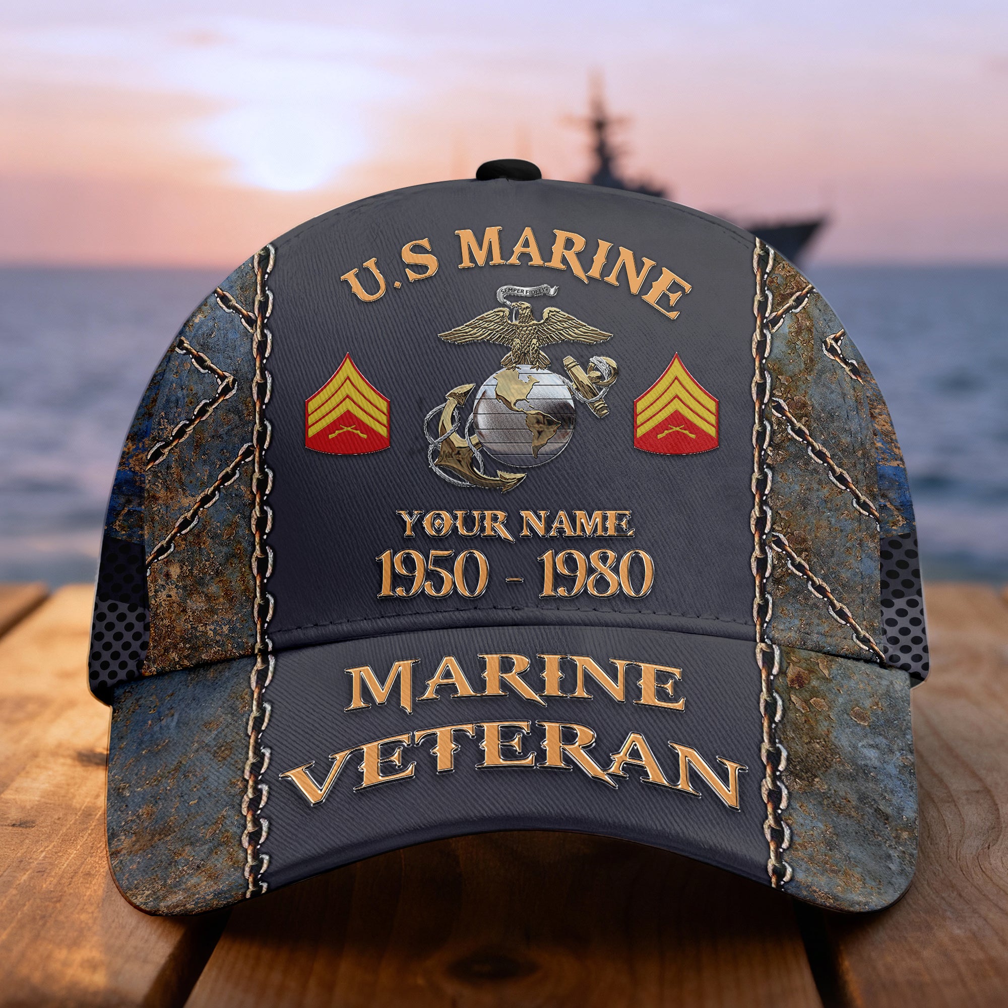 Custom Name & Rank Veterans Baseball Hat Personalized  Men’s Cap Great Gift for Veterans Day Memorial Day CAP27102025