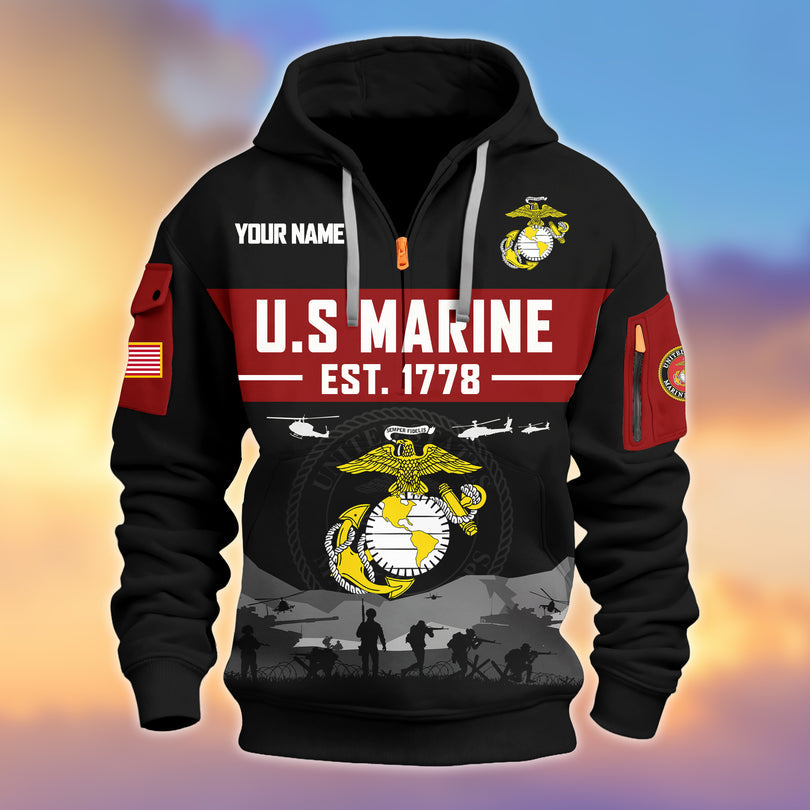 Personalized Veterans Half-zip Hoodie, Custom Name Hoodie, Great Gift for Veterans Day Memorial Day ZIP10312501