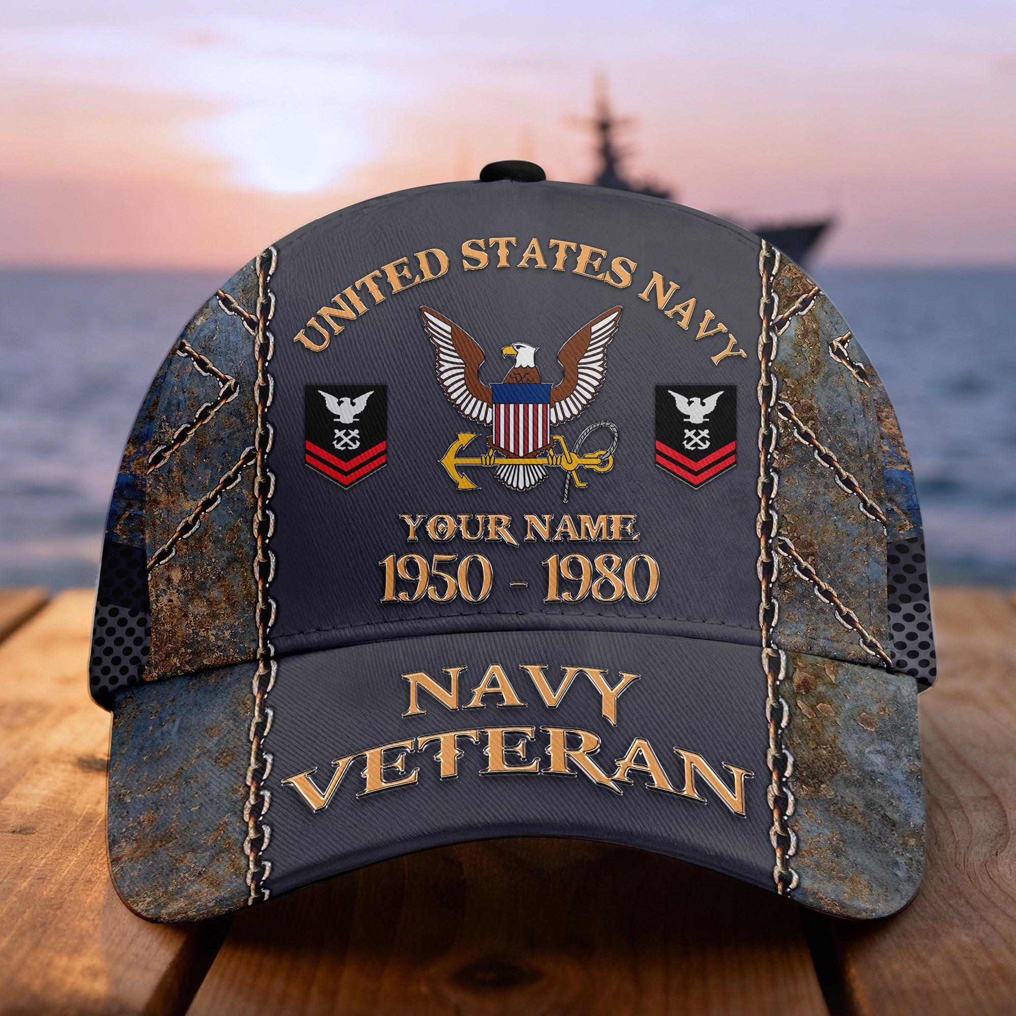 Custom Name & Rank Veterans Baseball Hat Personalized  Men’s Cap Great Gift for Veterans Day Memorial Day CAP27102025