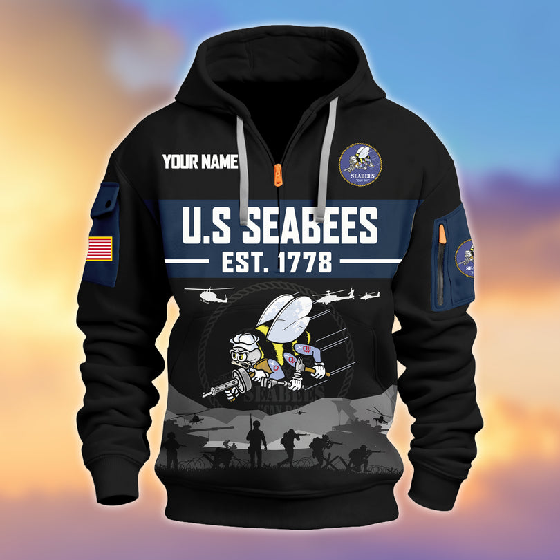 Personalized Veterans Half-zip Hoodie, Custom Name Hoodie, Great Gift for Veterans Day Memorial Day ZIP10312501