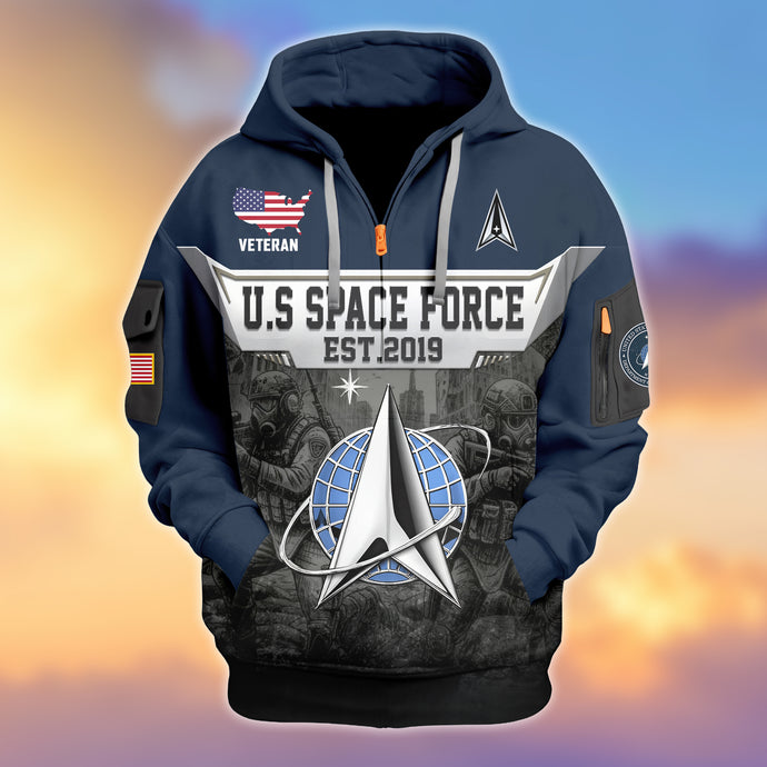 Veterans Half-zip Hoodie, Custom Name Hoodie, Great Gift for Veterans Day Memorial Day Zip05112501