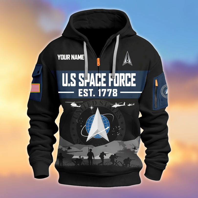 Personalized Veterans Half-zip Hoodie, Custom Name Hoodie, Great Gift for Veterans Day Memorial Day ZIP10312501