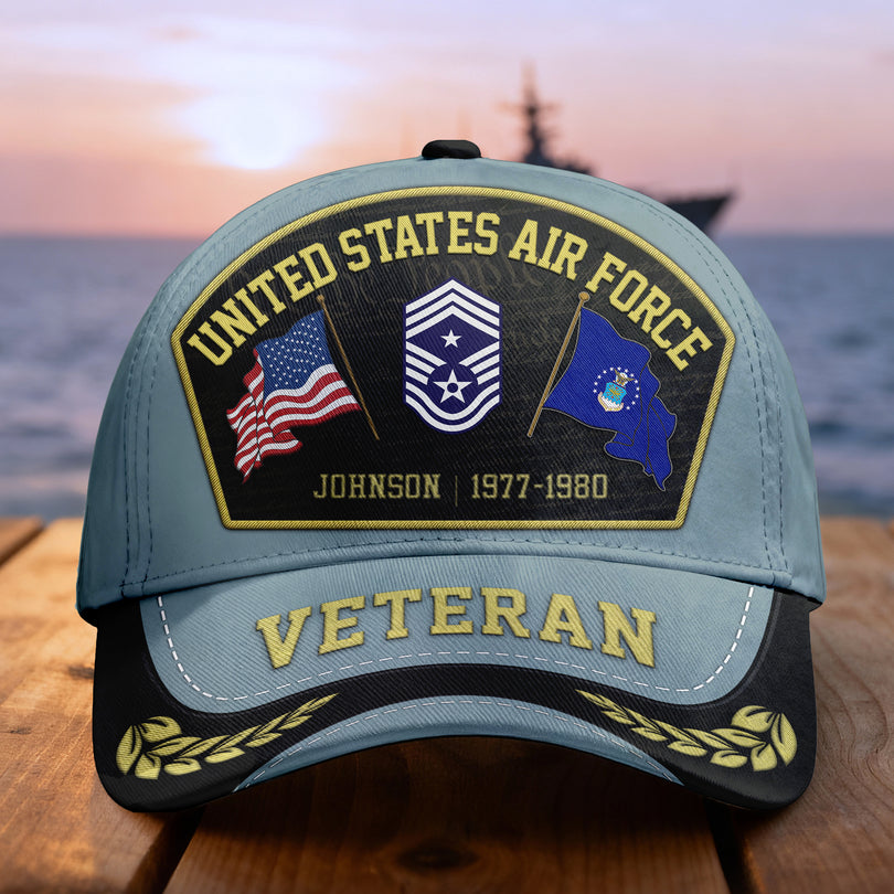 Custom Name & Rank Veterans Baseball Hat Personalized  Men’s Cap Great Gift for Veterans Day Memorial Day CAP29102501