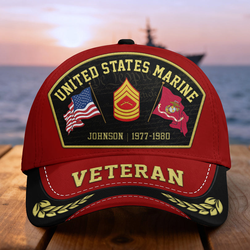 Custom Name & Rank Veterans Baseball Hat Personalized  Men’s Cap Great Gift for Veterans Day Memorial Day CAP29102501