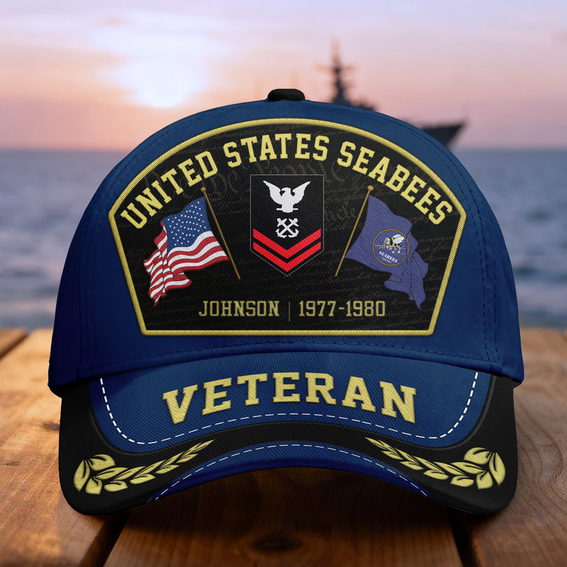 Custom Name & Rank Veterans Baseball Hat Personalized  Men’s Cap Great Gift for Veterans Day Memorial Day CAP29102501
