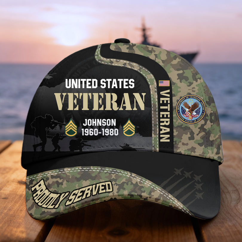 Custom Name & Rank Veterans Baseball Hat Personalized  Men’s Cap Great Gift for Veterans Day Memorial Day cap28102502