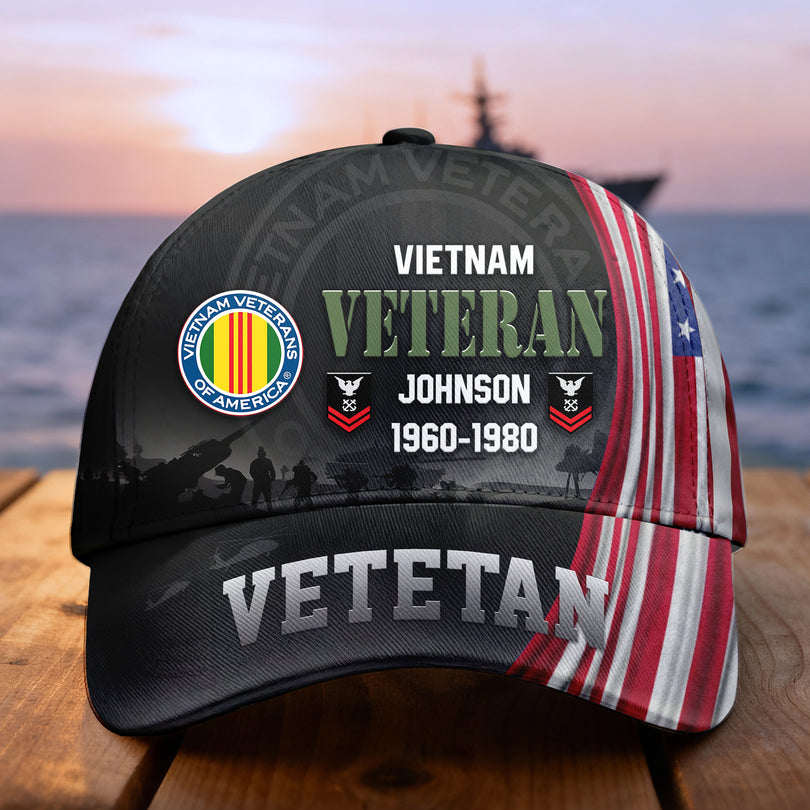 Custom Name & Rank Veterans Baseball Hat Personalized  Men’s Cap Great Gift for Veterans Day Memorial Day CAP28102501