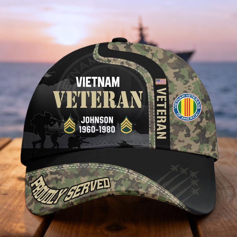 Custom Name & Rank Veterans Baseball Hat Personalized  Men’s Cap Great Gift for Veterans Day Memorial Day cap28102502