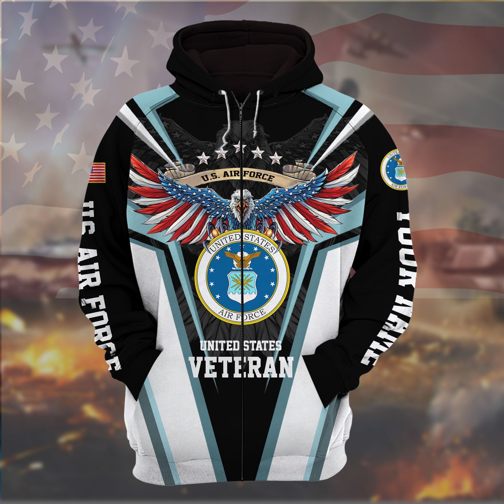 The Best Eagle Veteran 3D Zip Hoodie Multicolor Personalized VN121203MH