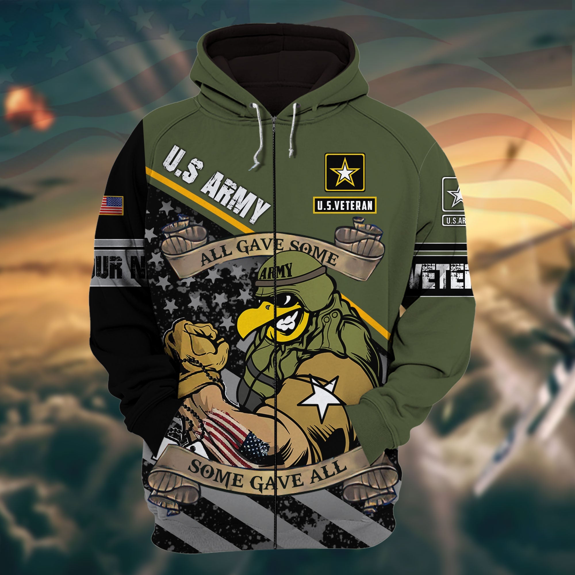 Premium Veteran 3D Zip Hoodie Camo Personalized VN151201MH