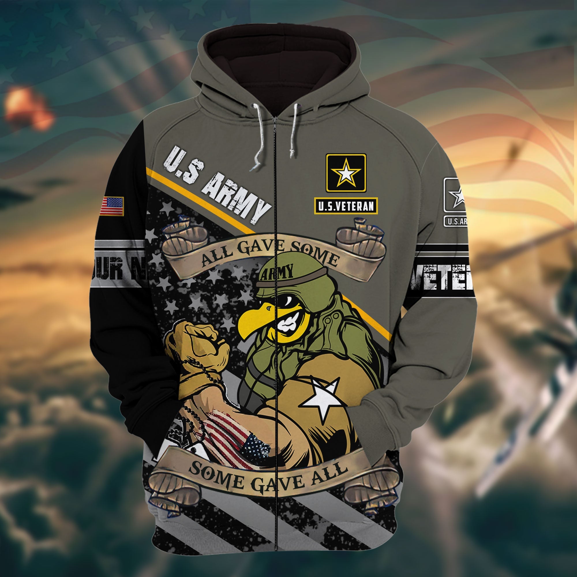 Premium Veteran 3D Zip Hoodie Camo Personalized VN151201MH