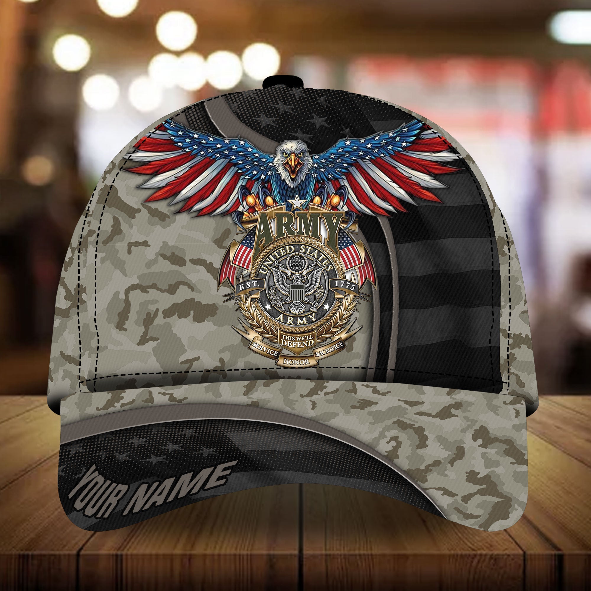 Premium Eagle Veteran Cap 3D Personalized Camo VN271201MH