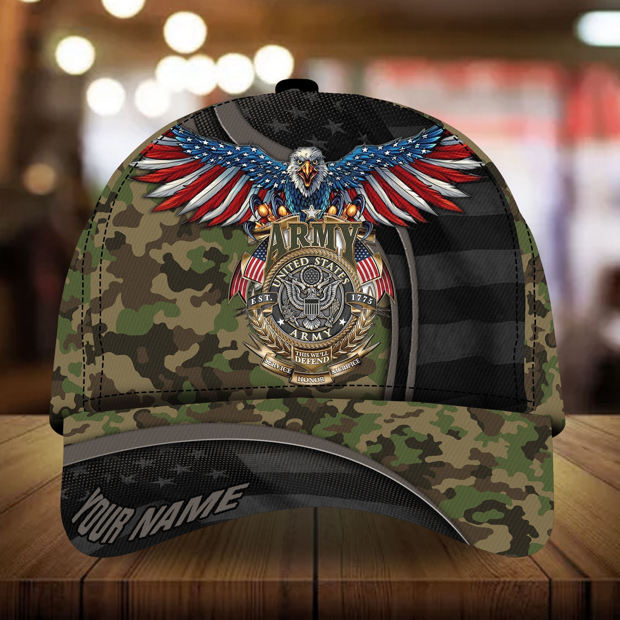 Premium Eagle Veteran Cap 3D Personalized Camo VN271201MH