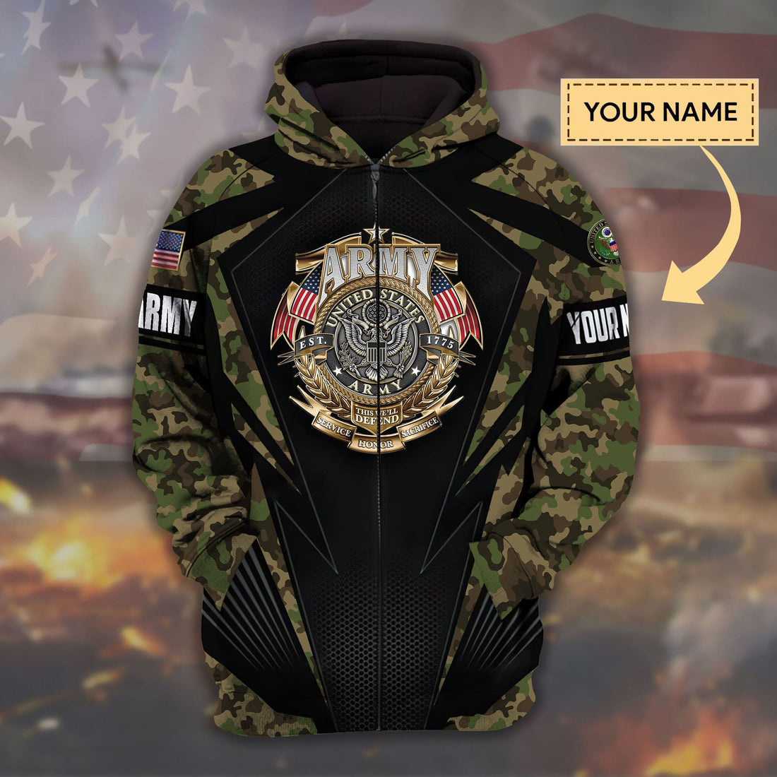 Unique US Military Zip Hoodies Personalized | Brosvet