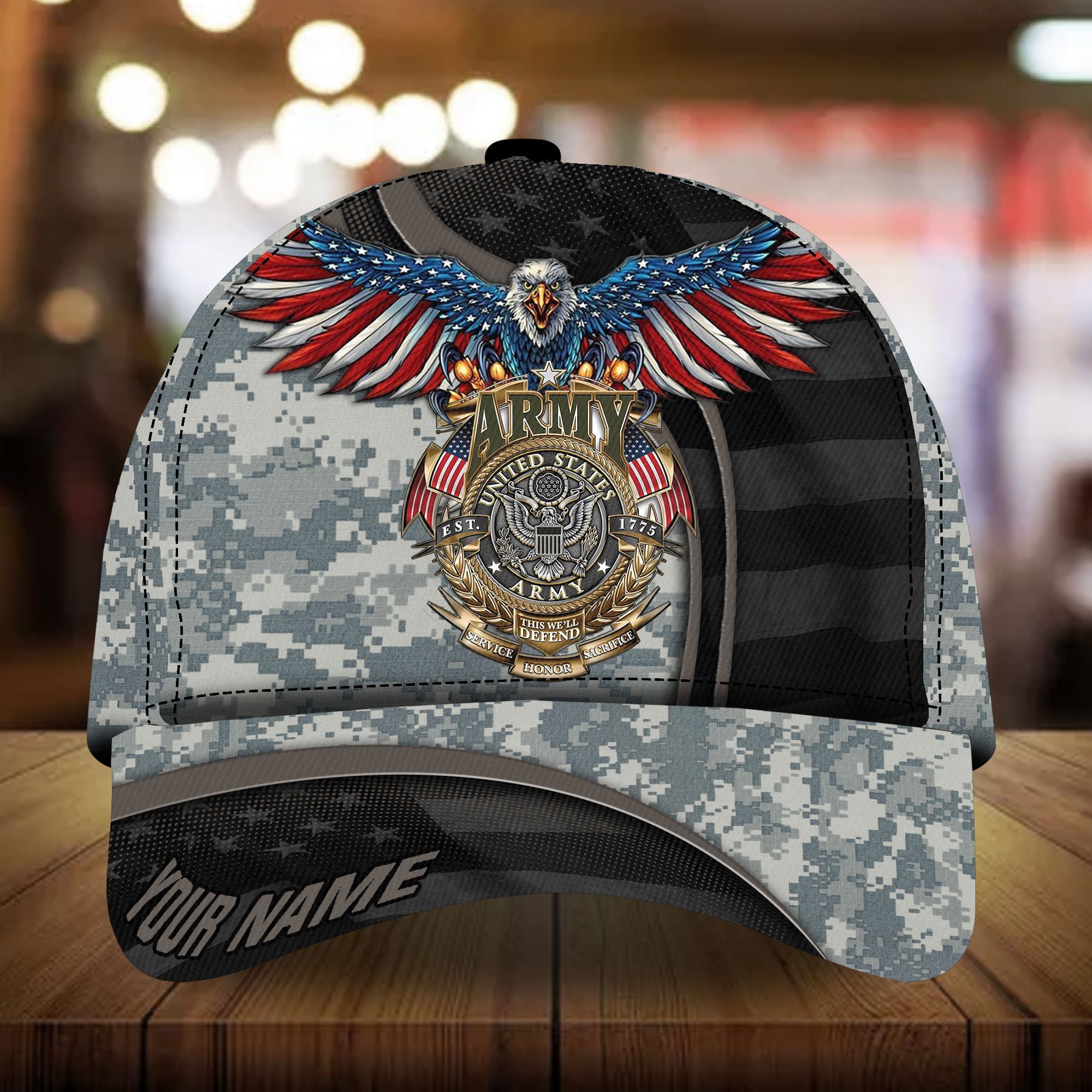 Premium Eagle Veteran Cap 3D Personalized Camo VN271201MH