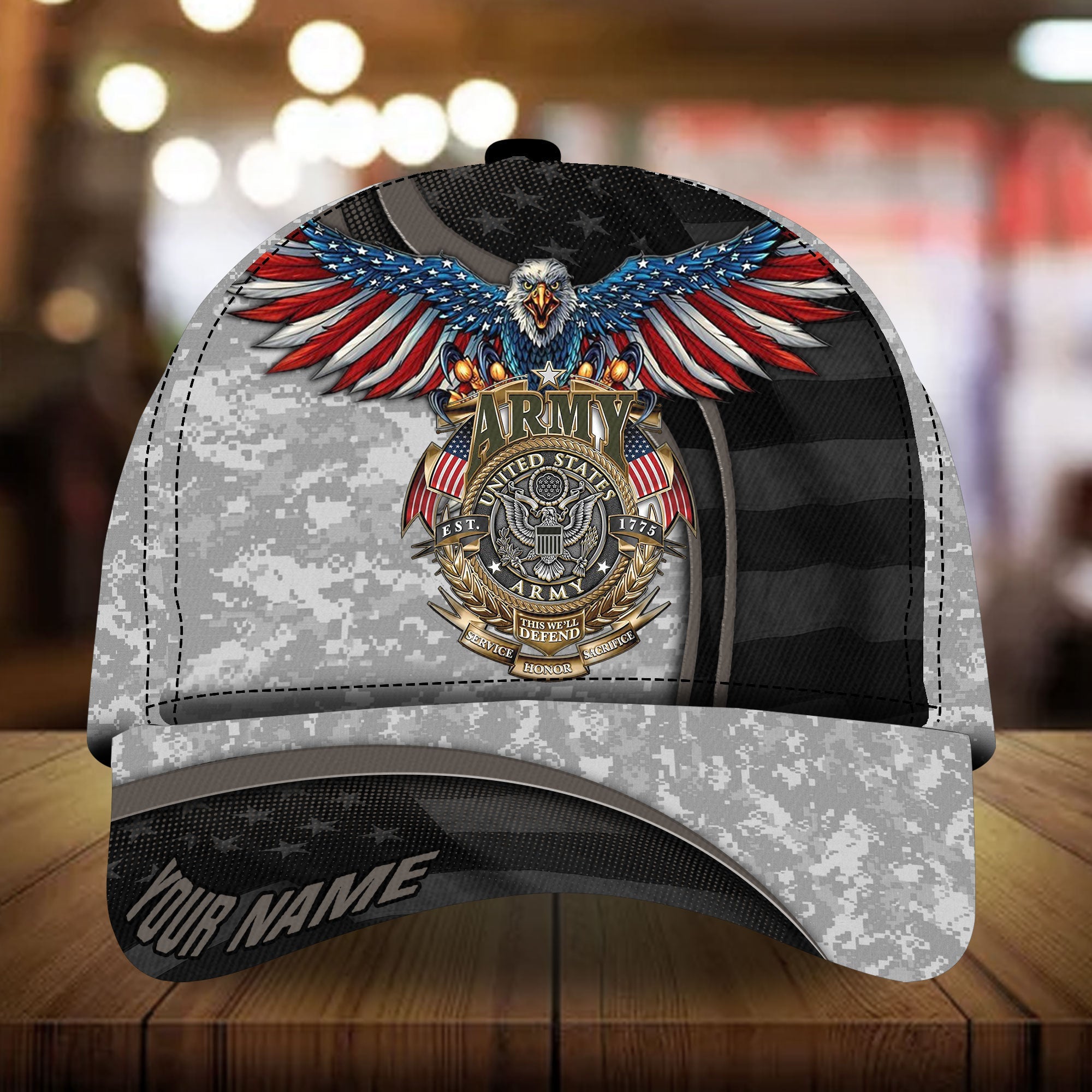 Premium Eagle Veteran Cap 3D Personalized Camo VN271201MH