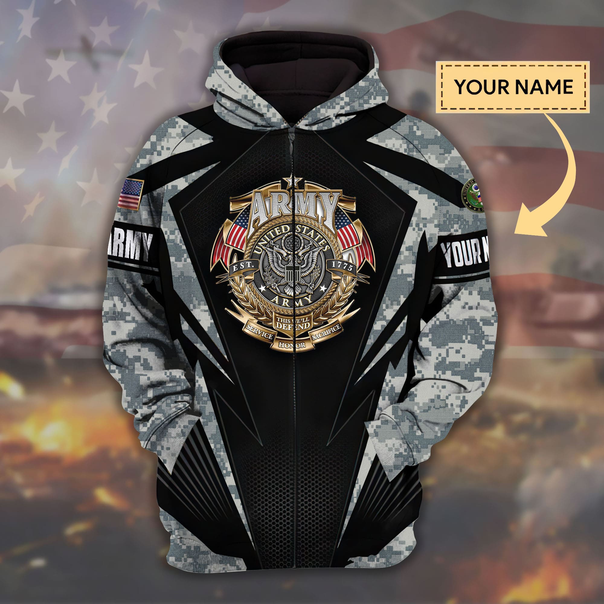 Unique US Military Zip Hoodies Personalized | Brosvet