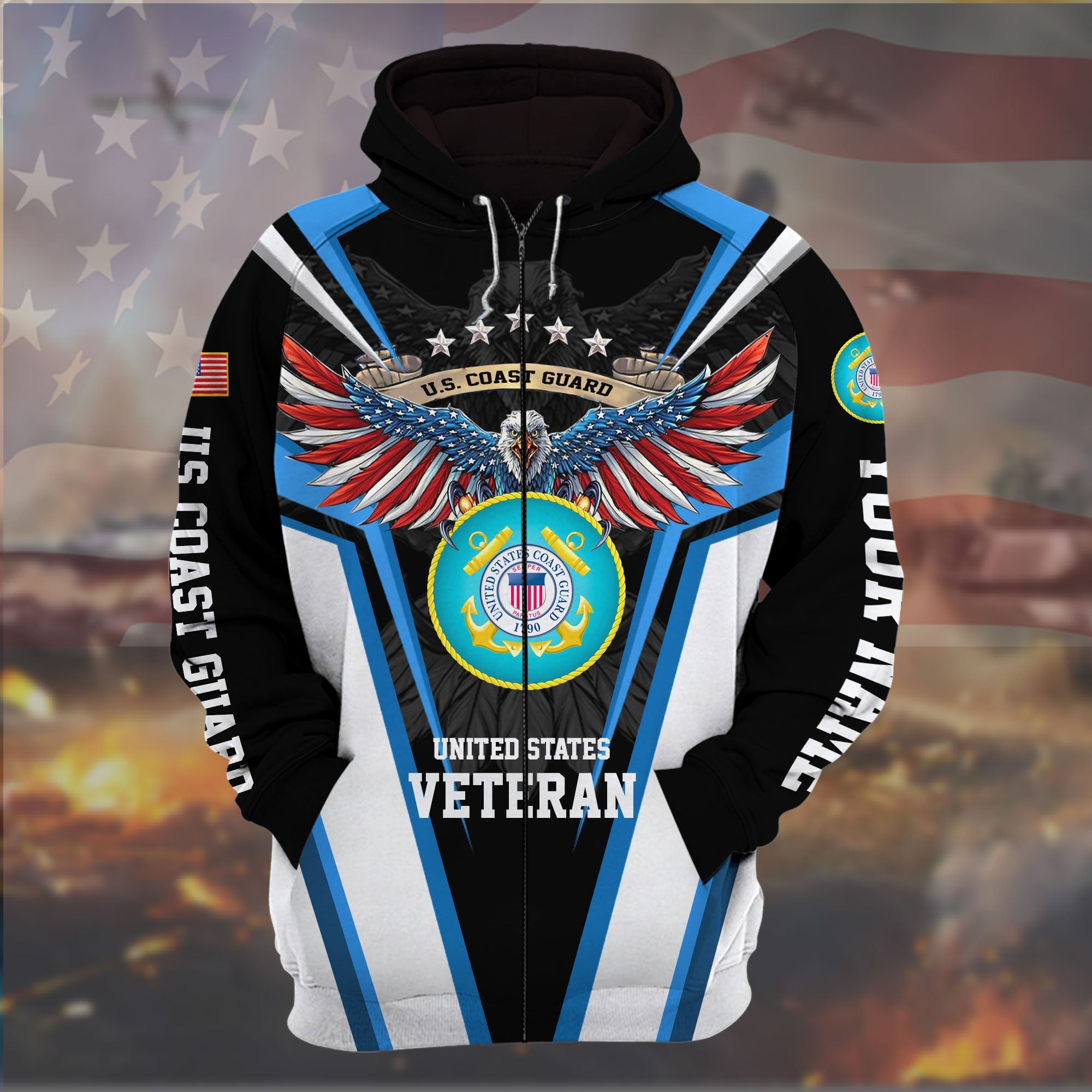 The Best Eagle Veteran 3D Zip Hoodie Multicolor Personalized VN121203MH