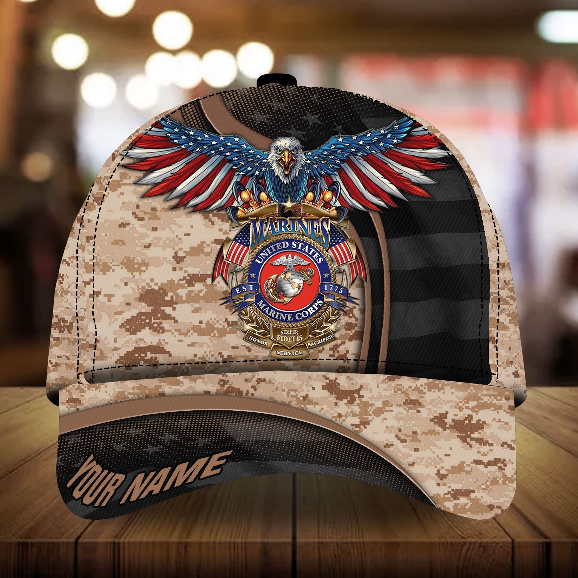 Premium Eagle Veteran Cap 3D Personalized Camo VN271201MH