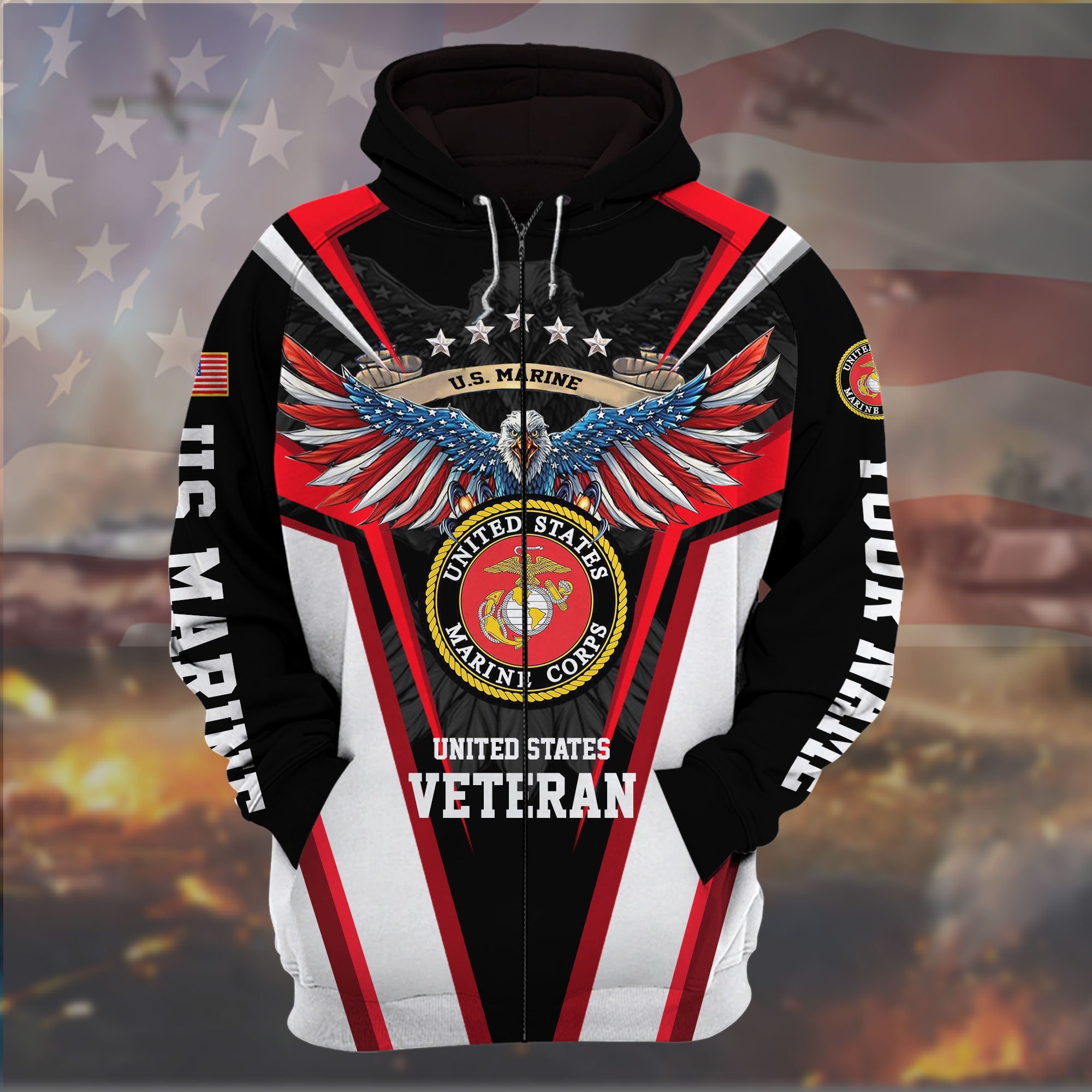 The Best Eagle Veteran 3D Zip Hoodie Multicolor Personalized VN121203MH