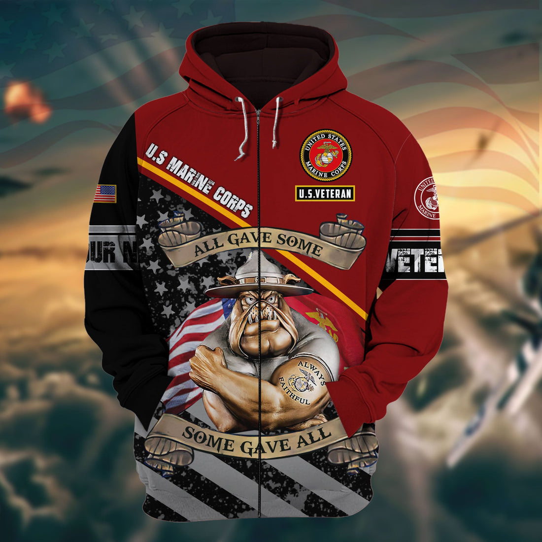 Premium Veteran 3D Zip Hoodie Camo Personalized VN151201MH