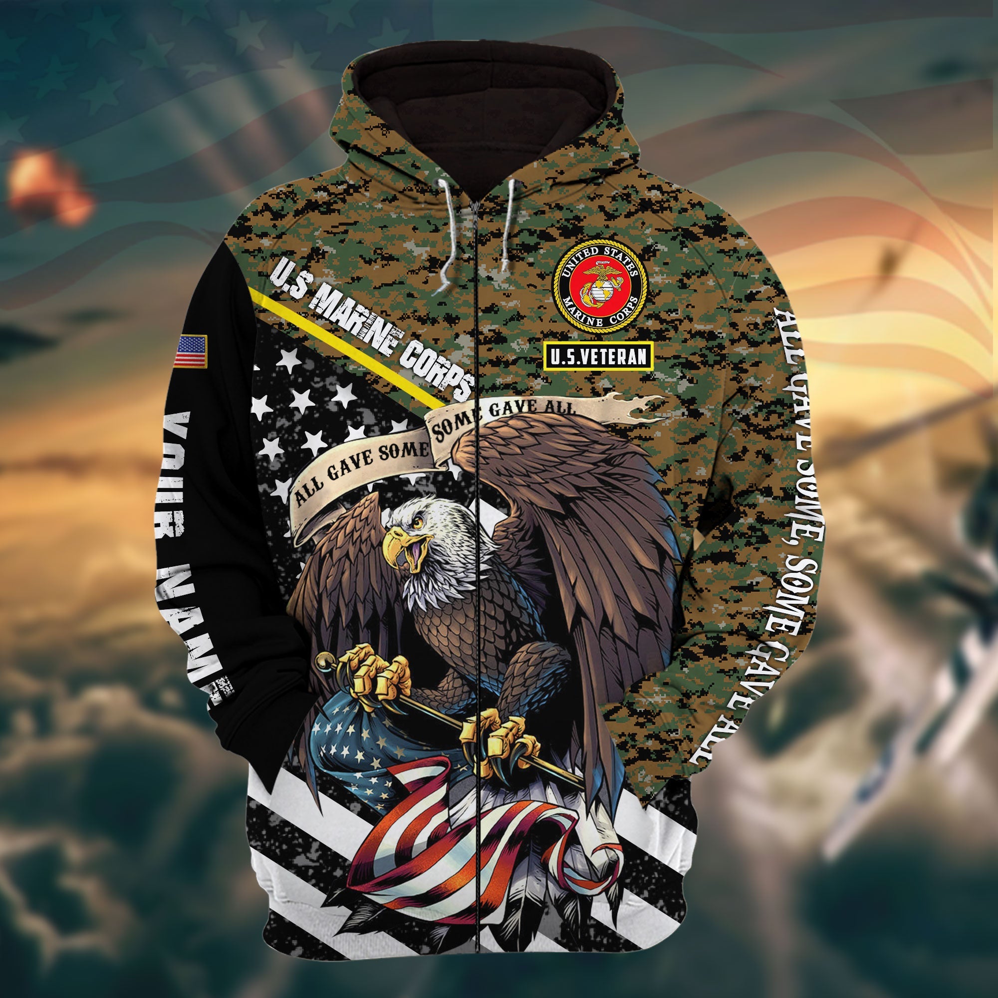 The Best Eagle Veteran 3D Zip Hoodie Multicolor Camo Personalized VN161201MH