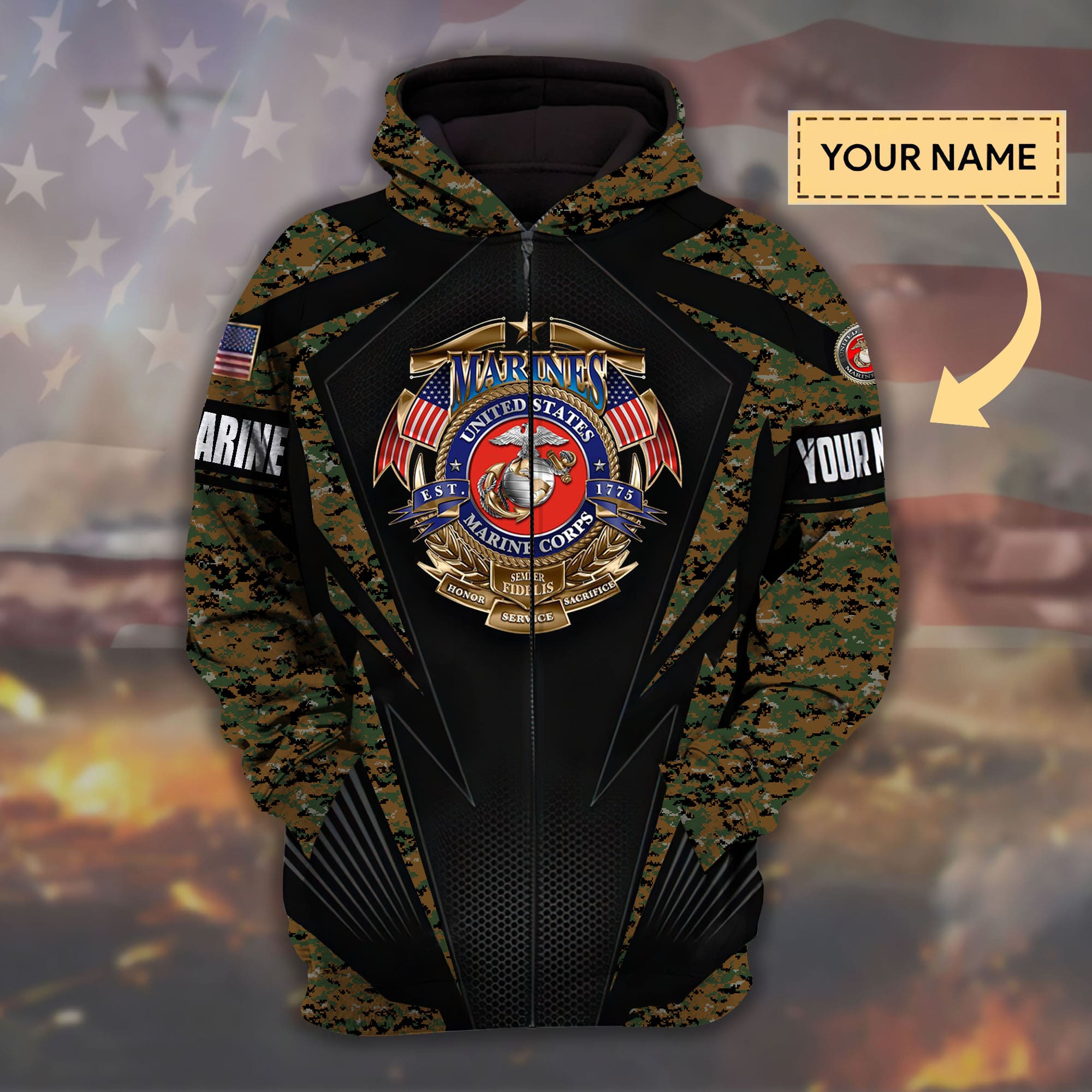 Unique US Military Zip Hoodies Personalized | Brosvet