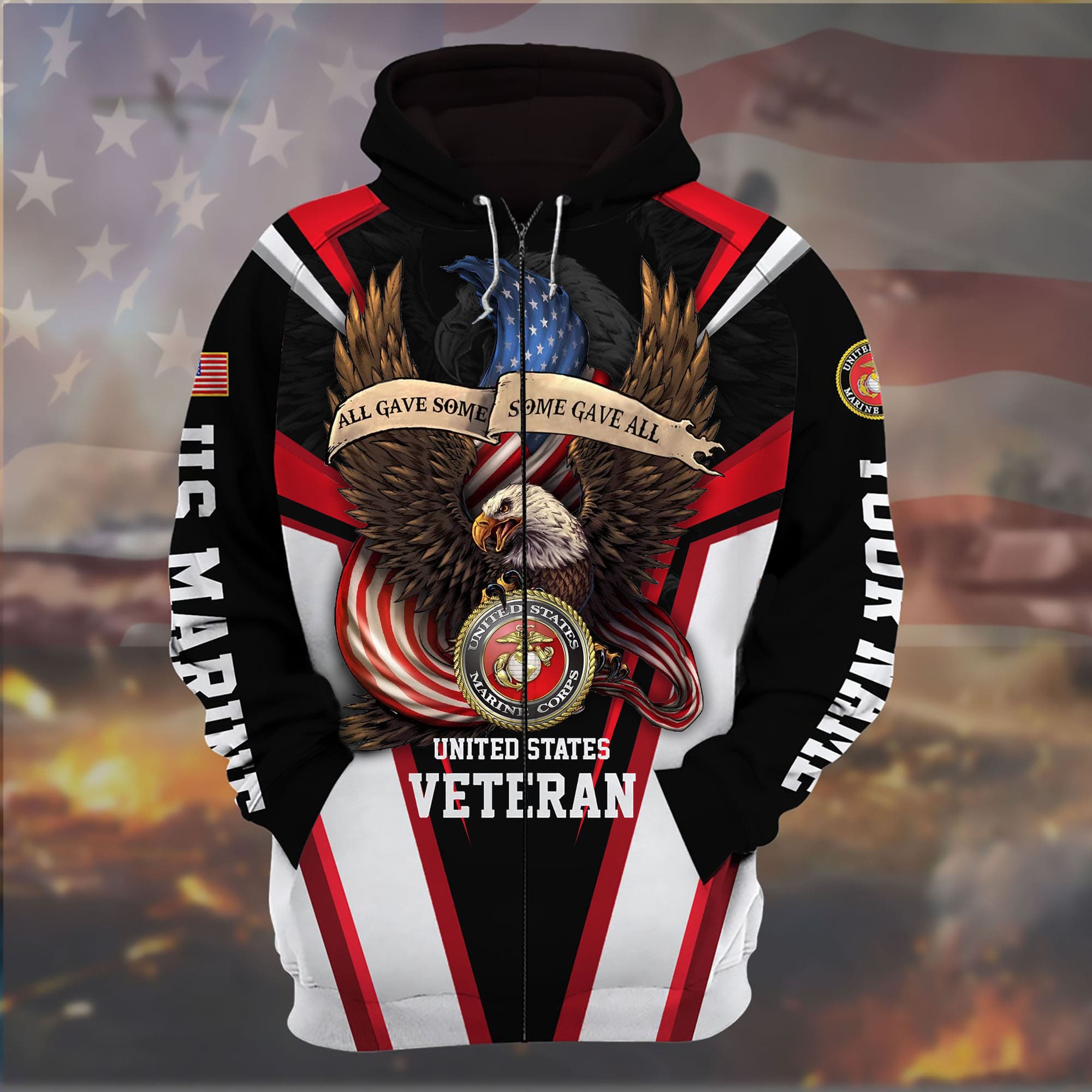 All Gave Some, Some Gave All US Military Zip Hoodies Personalized | Brosvet