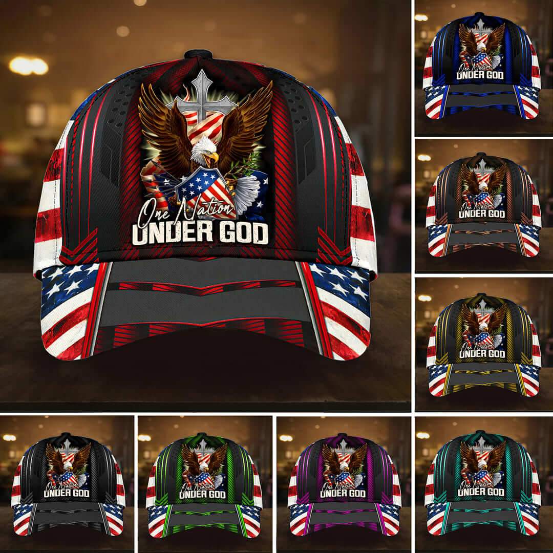 Patriotic Eagle Jesus - One Nation Under God Cap 3D | Brosvet