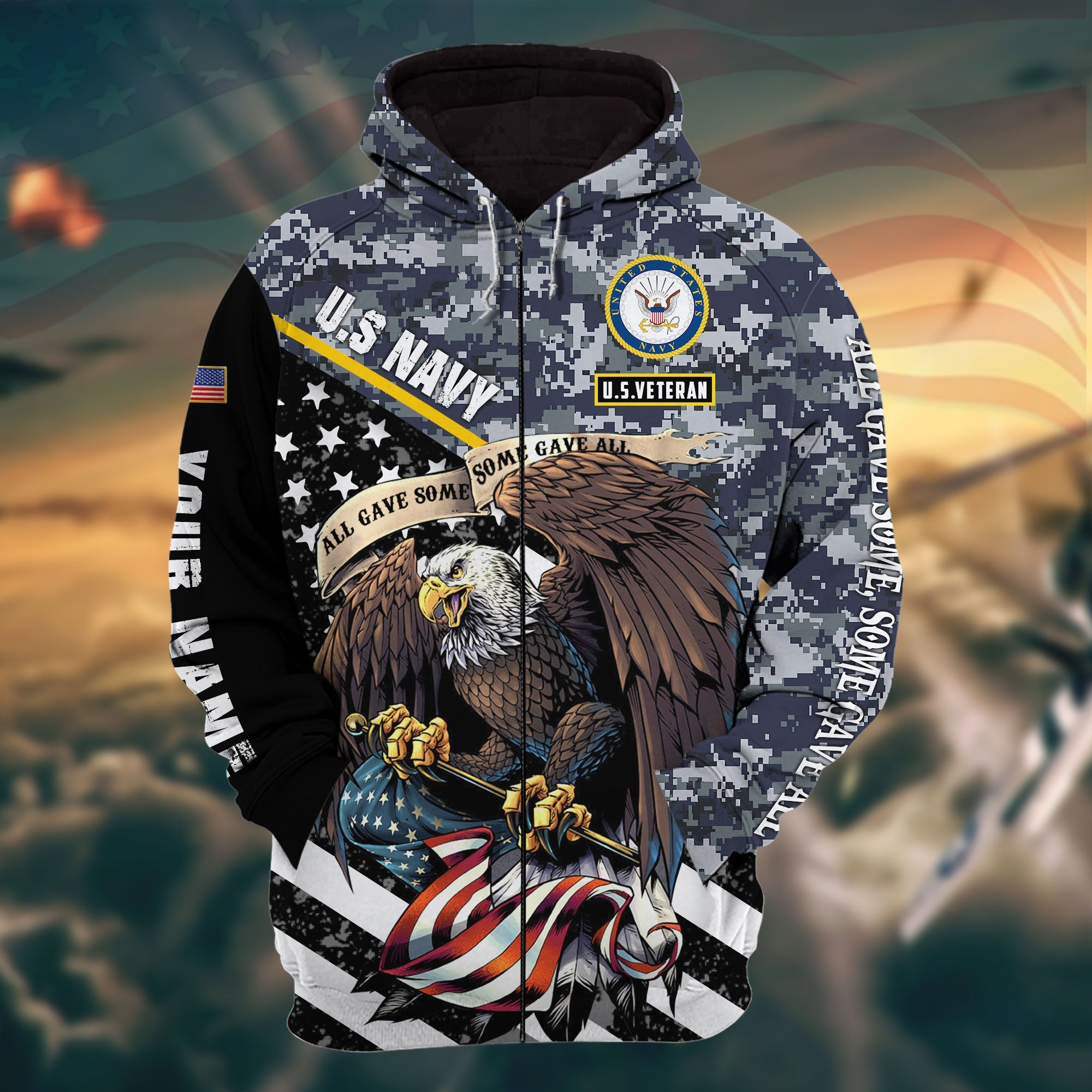 The Best Eagle Veteran 3D Zip Hoodie Multicolor Camo Personalized VN161201MH