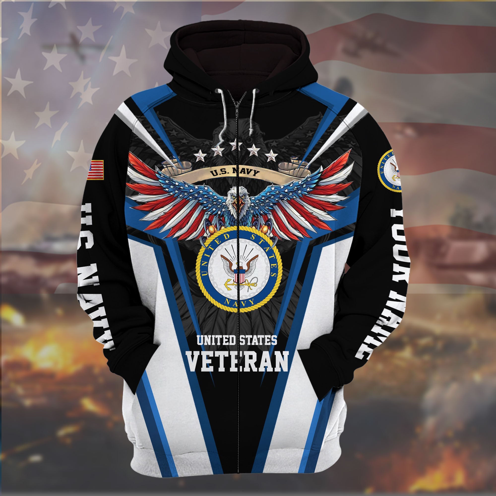 The Best Eagle Veteran 3D Zip Hoodie Multicolor Personalized VN121203MH