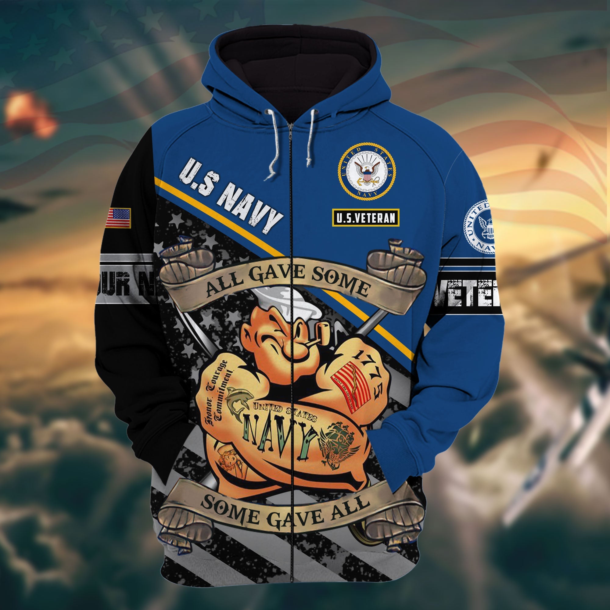 Premium Veteran 3D Zip Hoodie Camo Personalized VN151201MH