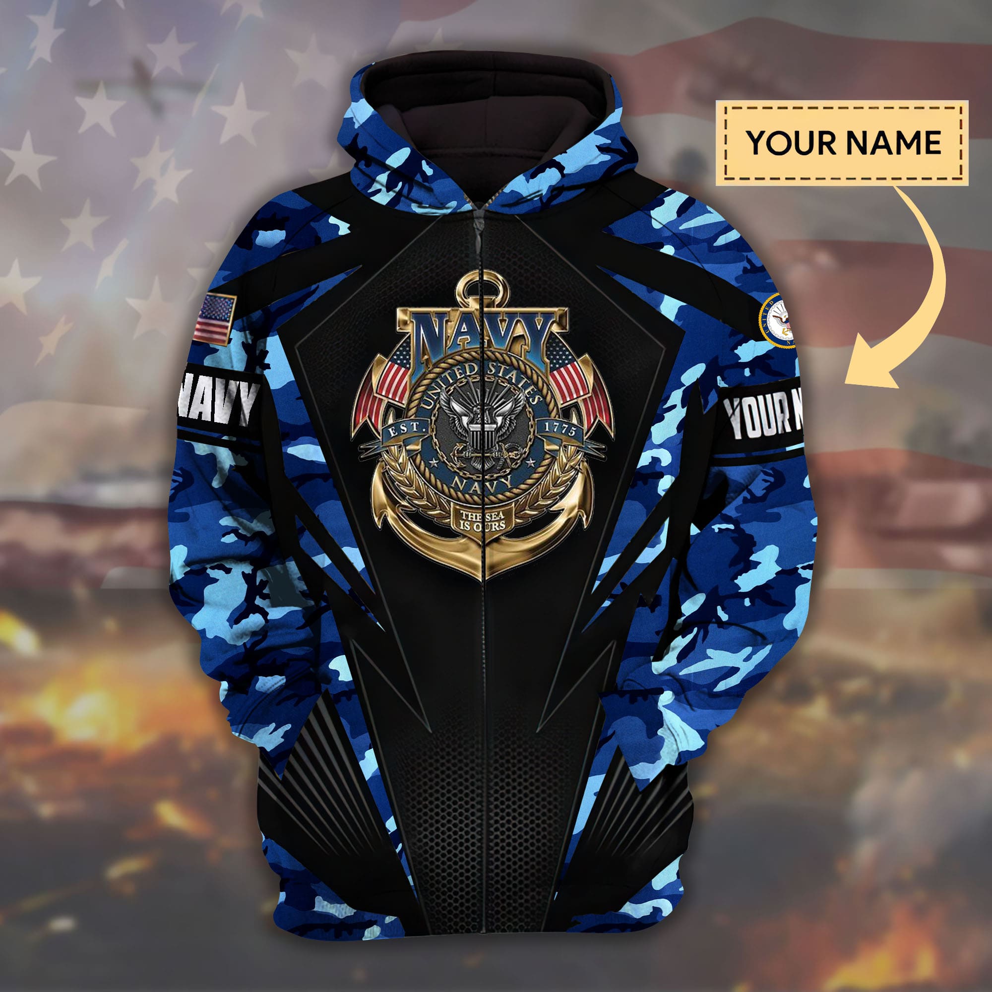 Unique US Military Zip Hoodies Personalized | Brosvet