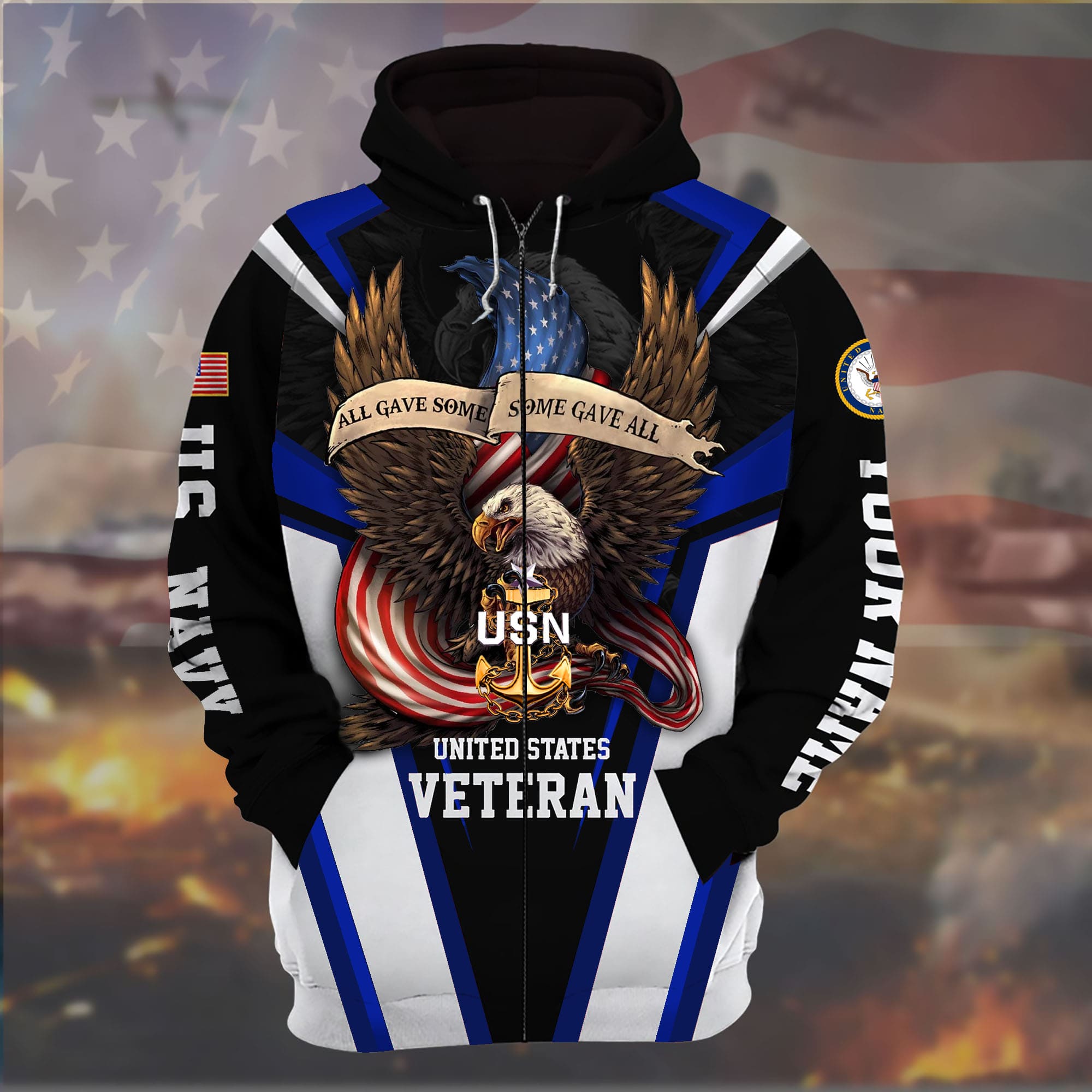 All Gave Some, Some Gave All US Military Zip Hoodies Personalized | Brosvet