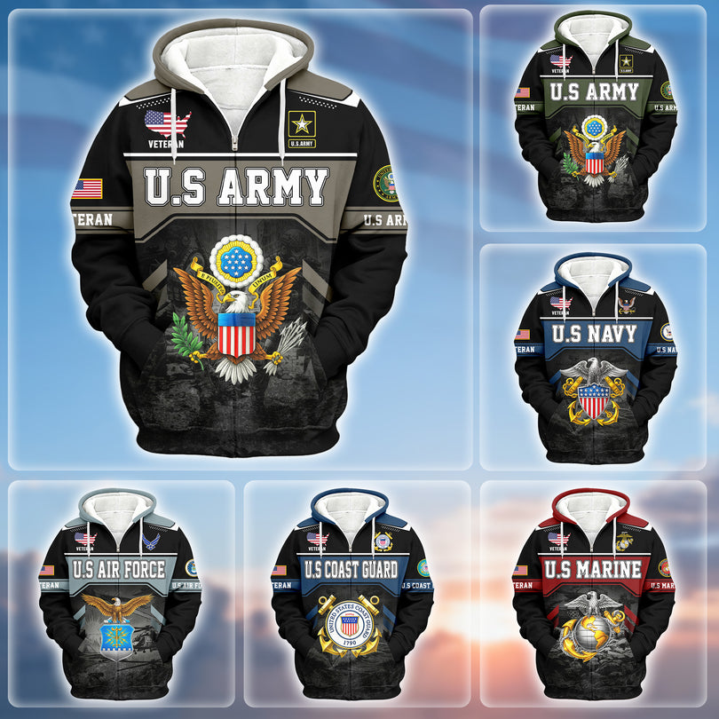 Veterans Zip Hoodie Great Gift for Veterans Day Memorial Day ZHOD10112502
